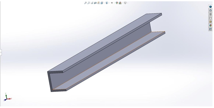SolidWorks 3D model of PLA C-beam — isometric view