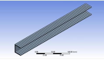 ANSYS structured mesh of C-beam — 6mm element size, 900 elements