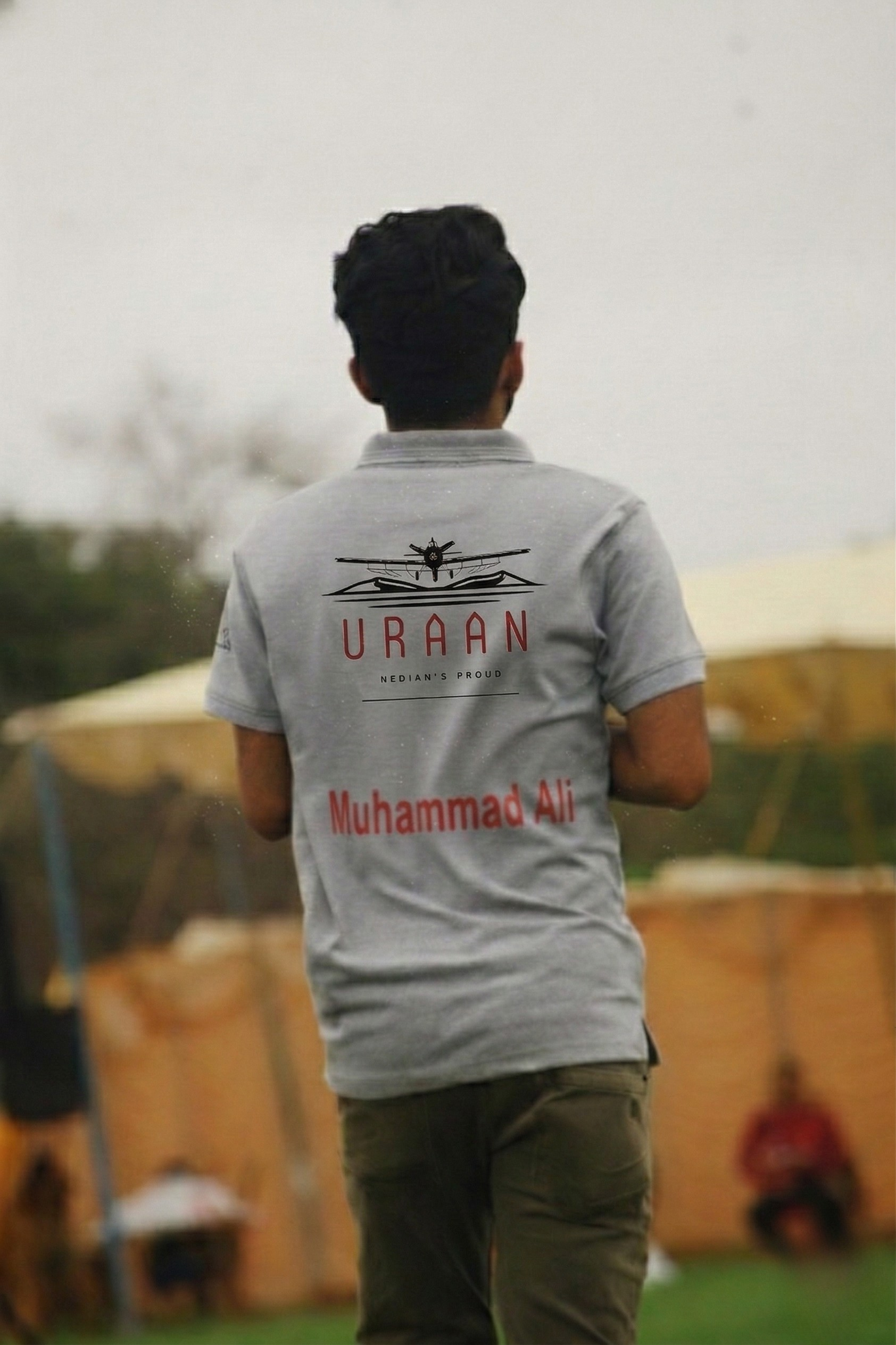 Muhammad Ali at Propellair 2024 wearing URAAN team jersey